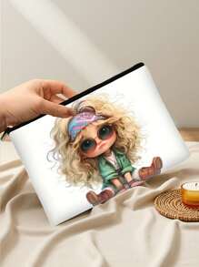 带有可爱小女孩图案的双面化妆包、旅行洗漱用品收纳袋、家用钱包铅笔袋、学校学生收纳袋文具袋、教师组织者礼物印花收纳袋、小女孩最喜欢的旅行包、礼物朋友家人女性和小女孩最喜欢的化妆品收纳袋、旅行旅行包杂物收纳袋、零钱化妆品眼镜收纳袋