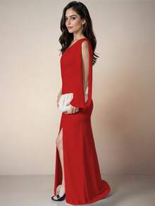 Women Long Dresses - Red - View 2