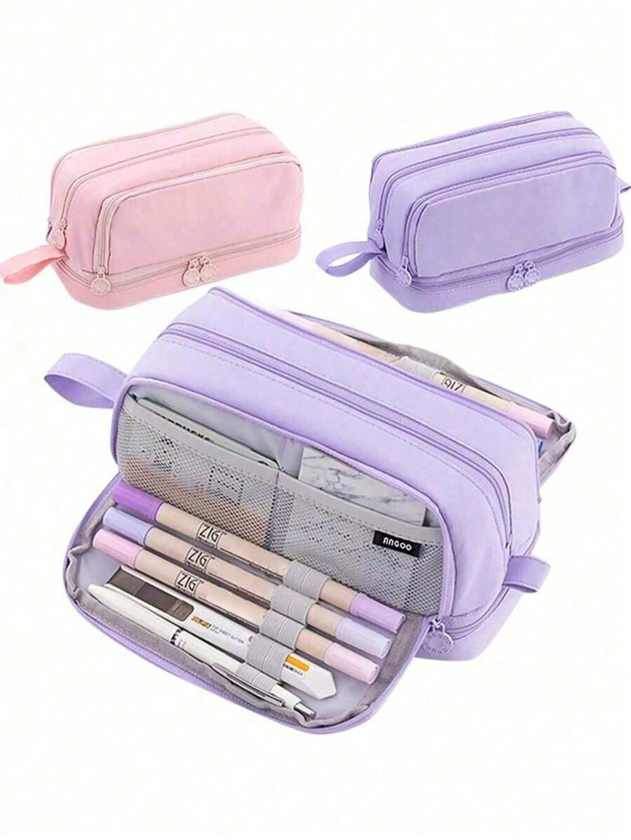 1 Pc Large Capacity Pencil Case Multifunction Student Pencil Cases Portable Big Pen Bag Case Storage Box Pen Case Gift Office School Stationery Supplies Creative Stationery Travel Bag Back To School Gifts For Boys&Girls - Multicolor - View 1