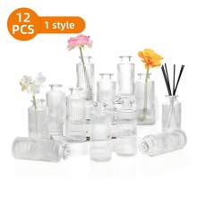 Tomnk Glass Bud Vases Set Of 9 Or 12 Or 36, Small Mini Flower Vases Bulk Pack For Centerpiece Table Decor, Wedding Reception Party Baby Shower, Vintage Home Decor Clear Glass Vases Set For Mother's Day Decor, Ideal Mother's Day Gift - 無色 - 查看 12