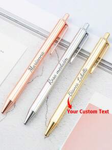 Customized Text/Logo Retractable Pen With Glitter Metallic Finish, Customized Logo Metal Advertising Ballpoint Pen, Creative Glitter Metallic Advertising Gift Ballpoint Pen, Back To School Gift, Gift For Teachers And Friends,Office Decor - 14.3*1cm - View 1