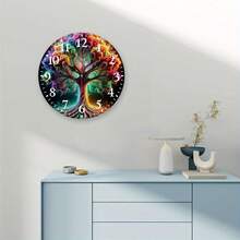 Tree Of Life" Wall Clock, A Silent Wall Clock That Creates A Festive Atmosphere With Clear And Easy-To-Read Numbers, Suitable For Wall Decoration In Living Rooms, Gardens, Kitchens, Bedrooms, And Offices, Size 10*10inch,Wall Decor,Valentines Decor,Home Décor>Stuff - Multicolor/10in/25cm - View 6