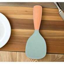 1pc   Silicone Kitchen Partner With Wooden Handle :Non Slip Convex Point For Serving Rice, Flat Shovel For Scraping Pot, No Marks, Comfortable Grip With Wooden Handle - màu xanh lá - Xem 6