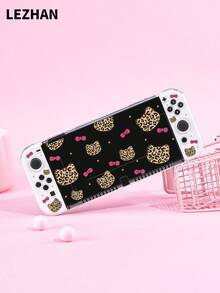1 pieza Funda protectora con diseño de lazo y estampado de leopardo, compatible con Switch 2 (2025), para Nintendo Switch NS/Switch OLED/Lite, adecuada para accesorios de consola de juegos Switch 2, bolsa de almacenamiento, funda protectora para Switch, regalo romántico para jugadores de Switch - Multicolor - Ver 18