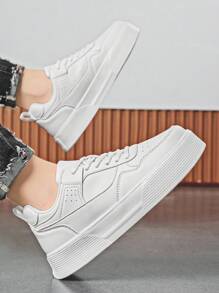 Men's Minimalist Solid Color Personalized Patchwork Casual Sports Shoes, Romantic College Style Casual Low-Top Sneakers For Outdoor Fashion Travel Hiking Couples