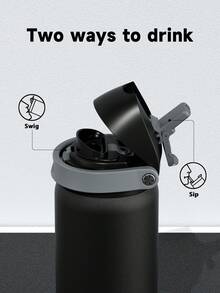 Meoky 32oz Vacuum Insulated Water Bottle with 2-in-1 Straw and Spout Lid, Insulated Cup, Keep Cold 24H, Leak-Proof, Fits in Car Cup Holder, Stainless Steel Tumbler for Sports, Travel, and School - 黑色 - 查看 4