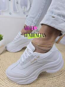 Women's Platform Sneakers, Beautiful, Comfortable And Resistant (LARGE SIZE) - White White - View 3