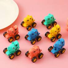 10/2/1pc Mini Dinosaur Pull Back Car, Cartoon Design, Vibrant Colors, Great As Birthday Gift, Party Favor, Filler For Gift Bags (Random Color)