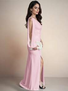 Women Long Dresses - Baby Pink - View 4