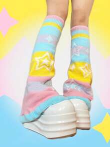 1 双双面骷髅与星形元素腿套，喇叭形宽腿腿套