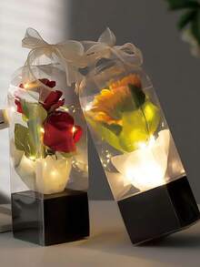 10pcs Portable Transparent Flower Box, Plastic Bouquet Packaging Boxes, Determine, Birthday, Wedding - Multicolor - View 7