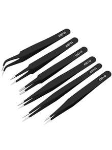 1/2 Stücke Nagel-Kunst Edelstahl Pinzette Schwarze Ellbogen Hand Zelt Clip Haar Picking Nagel Transplantation Wimpern Gerade Pinzette