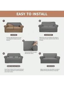 Funda de Sofá de Jacquard Elástico Impermeable - Tamaños 1, 2, 3 Personas y Kit de 3 Piezas | Protector de Muebles a Prueba de Fugas, Esencial para Familias con Niños, Propietarios de Perros y Gatos | Material Duradero que Resiste Raspones, Manchas de Café, Jugo y Pelos, Se Ajusta a Sofás Rectos o con Brazos | Perfecta para Uso Cotidiano, Fiestas en Casa o Espacios donde los Mascotas Duermen en el Sofá - Gris - Ver 5