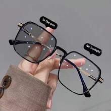 1 buc ochelari de vedere fotocromatici cu aspect natural, ramă mare, potriviți pentru purtare în timpul călătoriilor și vacanțelor, activităților în aer liber și protecție solară. (Are tampoane nazale.) - Vizualizare 2