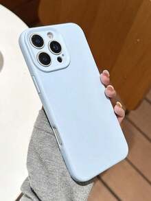 Funda protectora completa de silicona de color sólido para phone 16, 15, 14, 13, 12 Pro y 11. Colores pastel. - azul claro - Ver 6