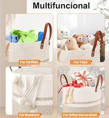 2PCS Cestos para Ropa Sucia XL - 58L Lavandería Plegable, Organización Hogar, Cestos para la Colada con de Cuerda, Cestos para Dormitorio, Baños, Sala para Organizar Ropa o Juguetes - 2Pcs Blanco - Ver 7