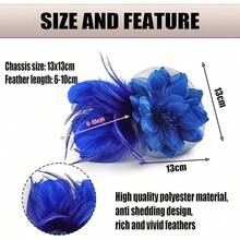 Fascinators Hats Women,Tea Party Fascinator Hair Clip With Feathers Wedding,Derby Hats Headbands - 款式1-海軍藍 - 查看 3