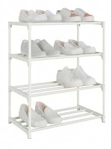 2 层节省空间的鞋架 - 耐用的金属和塑料多功能储物架，用于存放鞋子、靴子、珠宝、手表 - 坚固紧凑的设计，适用于入口、壁橱、小空间、鞋子收纳整理器 1 件多层鞋架、床下鞋架、鞋子收纳架、易于存放和整理家用鞋子、多功能储物架、节省空间的鞋架、大容量车库鞋架，适用于卧室、走廊，可容纳 2 双大鞋或 3 双小鞋