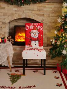 1 pieza/4 piezas/6 piezas/20 piezas Funda de silla impresa en seda de leche navideña, funda protectora elástica impresa para sillas, apta para oficina, sala de estar, hotel, sillas de eventos, árbol de Navidad, Papá Noel, muñeco de nieve, campana navideña