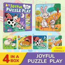 beartale 这款36片装DIY拼图套装，包含色彩鲜艳的动物、恐龙和交通工具图案，适合学龄前儿童，有助于培养孩子的协调能力和运动技能。这款拼图玩具融合了蒙特梭利教育理念，寓教于乐，是幼儿早期教育的理想之选。它简单易用，完美结合了认知游戏和拼图游戏。