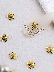 Beautizon Nailartlab 20Pcs 3D Turtle Nail Art Accessories, DIY Art Cute Gold And Silver Mixed Color Turtle Shape Design Wearable Nail Decoration Accessories, Essential Accessories For Girls' Salon Nail Art