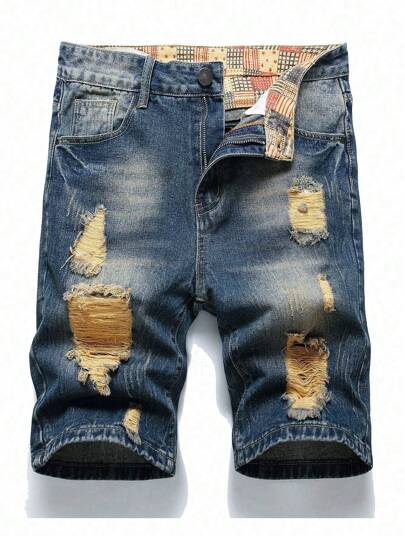 Teen Boy's Washed Vintage Comfortable Straight Leg Denim Shorts