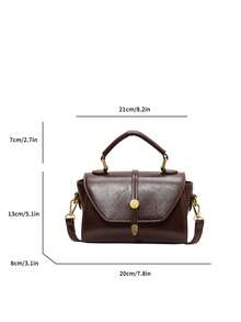 2025 新款绒面革和 PU 皮革迷你方形单肩包，咖啡棕色复古斜挎包，适合日常使用、约会、礼物、购物、钱包、年轻女性、大学生、办公室女士、商务、通勤、户外活动、旅行 - 咖啡 - 查看 3