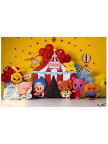 Plim Cartoon Pig Circus Birthday Party Backdrop Decoration Banner Fiesta Theme Baby Shower Photography Background Prop Decor - trắng - Xem 1