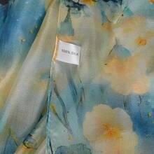 100% Mulberry Silk Scarf For Women Lightweight Long Scarves Beach Wraps Cover Up -Travel Photography Scarfhalloween - 藍色米色花卉 - 查看 11