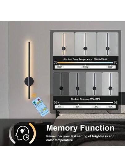 USB Rechargeable Wand Verlichting Black/Gold, 50/80cm, Touch Switch, Remote Control, Dimmable, Timer Infrared Sensor, No Wiring, Aluminum Lampshade, Battery Ideal Bedroom, Living Room, Staircase view 10