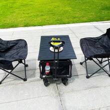 5英寸大容量重型折叠旅行车便携式桌面，便携式折叠运动购物露营旅行车桌面，便携式碳钢折叠桌面，露营、钓鱼、家庭野餐等必备便携式折叠桌面 - 黑色 - 查看 10