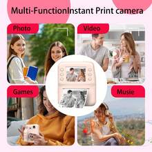 Instant Print Digital Camera For Men, Women & Kids - HD Selfie Camera With Built-In More Filters, 1080P Photo/Video Recording,Built-In Rolls Paper - Portable Mini Printer For Travel, Valentine's Day, Christmas, Birthdays, Parties - Best Creative Gift For Couples, Friends, Family(1300mAh Rechargeable Batteries)