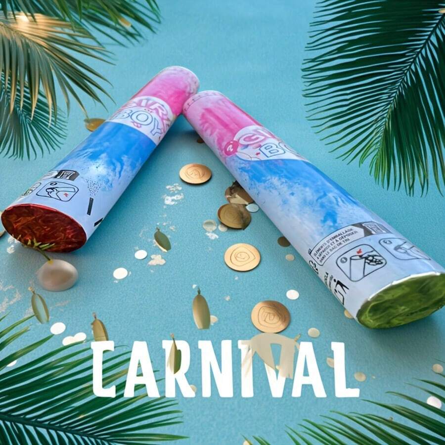 Christmas Gender Reveal Rattle Noise Maker (Non-Flammable, Non-Explosive), Gender Reveal Baptism Supplies - Pink - View 1