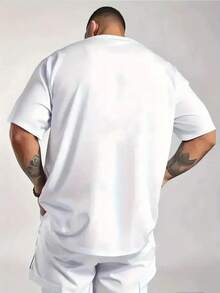 Men'S Casual "Hattori Hanzo Sword & Sushi" Graphic T-Shirt - Short Sleeve, Round Neck, Lightweight & Breathable, Perfect For Summer & Spring Outdoor Activities, Casual Summer Wear| Modern Casual Wear| Comfortable Fit, PLUS SIZE - White - View 2