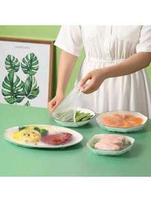 Elastic Bowl Covers (100-Piece) - Stretchable Disposable Food Covers For Bowls, Salad, Watermelon & Leftovers, Odor-Free Kitchen Storage Solution - 白色 - 查看 4