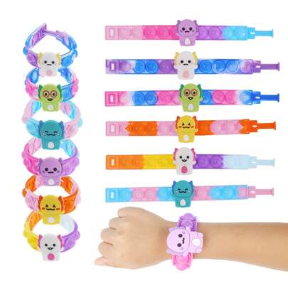 4pcs/6pcs Silicone Axolotl Pop Bracelet Toys Colorful Push Bubble Fidget Sensory Toys Soft Finger Popper Fidget Toys Color Asst Christmas Party Favors Gfits Games Prizes