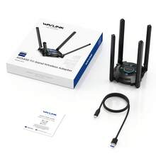 WiFi 6E USB Adapter AX5400 Tri-Band - 2402Mbps Ultra Speed For PC/Laptop With 4x5dBi Antennas | 2.4/5/6GHz Wireless Network Card | Windows 10/11 Support