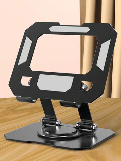 1个可调节碳钢平板电脑支架 - 360°旋转底座，多角度旋转，可折叠便携式桌面支架，笔记本电脑支架