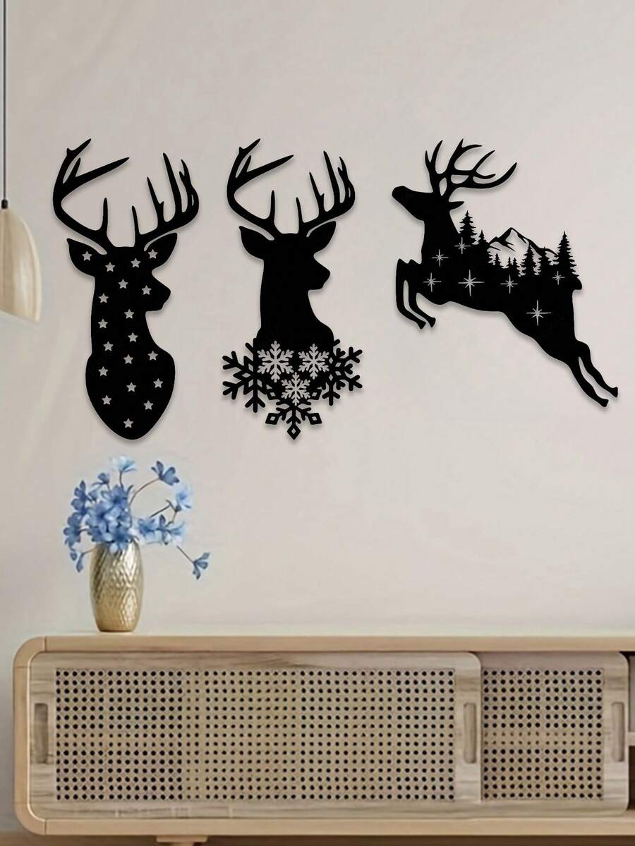 1 PIEZA Adorno colgante de ciervo de metal navideño, transmite un ambiente festivo con elementos de copos de nieve y estrellas, puede decorar espacios, adecuado para salas de estar, árboles de Navidad, tiendas, fiestas - Opción de regalo de calidad, regalo del Día de la Mujer - Decoraciones, Decoración del hogar, Decoración de pared, Decoración de habitación, Decoración de sala de estar, Decoración de la casa, Arte de pared enmarcado, Arte de pared con marco, Decoración de baño, Decoración de otoño, Decoración de invierno
