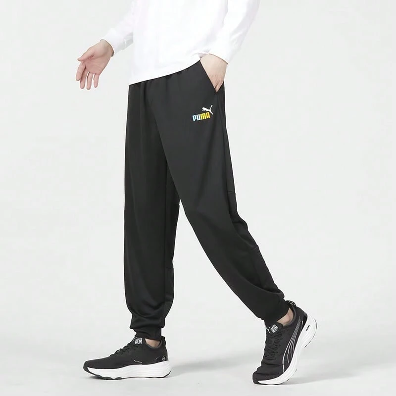 Puma 男女通用运动裤，新款秋季基础款简约休闲舒适抽绳运动裤 678007-01 - 黑色 - 查看 1