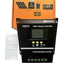 Controlador de carga solar, painel de tecido, regulador de bateria com tela LCD de 12 V/24 V/36 V/48 V, controlador de carga solar com dissipação de calor, desempenho ininterrupto - Preto - View 5