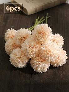 6 朵人造菊花，适用于家居装饰、圣诞节装饰、万圣节装饰、客厅卧室装饰、人造植物、房间、书桌、花园装饰，是派对和节日的理想礼物 - 彩色 - 查看 21