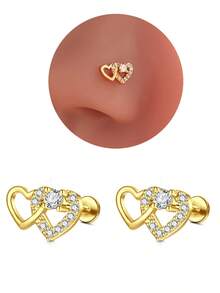 Threadless Flat Back Earring Stud Hypoallergenic Stainless Steel Push Pin Flower Cartilage Earring Helix Tragus Conch Nose Piercing Jewelry For Women - Multicolor - View 27