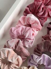 12pcs/Set Women's Solid Color Velvet Scrunchies, Versatile Hair Accessories For Autumn/Winter, Washing Face, Hair Ties, Scrunchy Hair Ties, Sport, Home Beauty Women Accessory Gifts Ponytail Head Accessories Elastic Band Hair Rubber Bands,Travel,Birthday - Multicolor - View 5