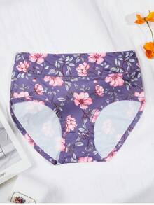 5 chiếc/gói quần lót nữ cỡ lớn họa tiết hoa sen thanh lịch và thoải mái - Nhiều màu - Xem 5