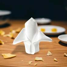 Mejore su experiencia gastronómica con nuestro lujoso juego de 10 servilletas de satén de poliéster en dorado, blanco, azul y amarillo - 43 x 43 cm - Blanco - Ver 4