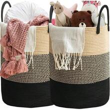 2PCS Cestos para Ropa Sucia XL - 58L Lavandería Plegable, Organización Hogar, Cestos para la Colada con de Cuerda, Cestos para Dormitorio, Baños, Sala para Organizar Ropa o Juguetes - 2Pcs Negro - Ver 11