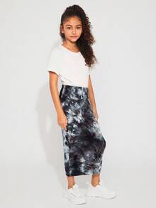 Radiana Falda ajustada de cintura alta con efecto tie-dye, informal para niña preadolescente - Multicolor - Ver 4