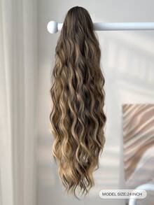 24 Inch Deep Brown Water Wave Curly Ponytail Hair Extension, Soft & Natural Looking, Suitable For Women - Piano Color - View 6