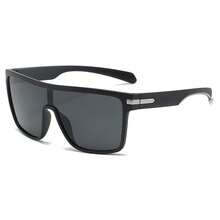 1pc Men's Fashion New Large Frame Fashion Glasses - Black Frame Gray Film - View 2